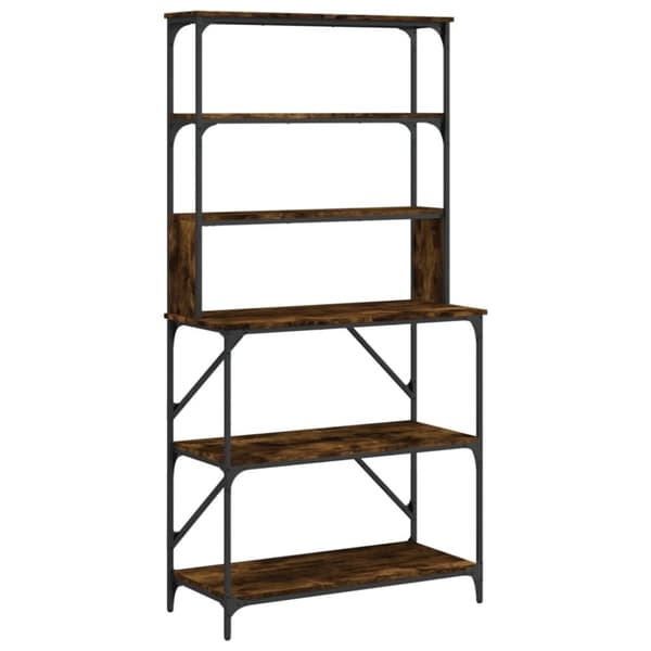 vidaXL Bakehylle 6 hyller røkt eik 90x40x180 cm konstruert tre