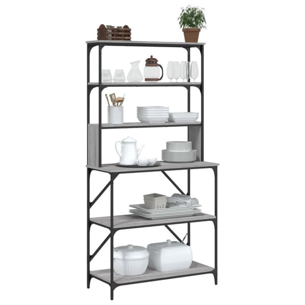vidaXL Kökshylla 6 hyllplan grå sonoma 90x40x180 cm konstruerat trä