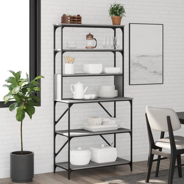 vidaXL Kökshylla 6 hyllplan grå sonoma 90x40x180 cm konstruerat trä
