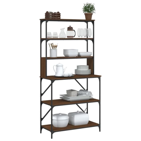 vidaXL køkkenreol 6 hylder 90x40x180 cm konstrueret træ brunt egetræ