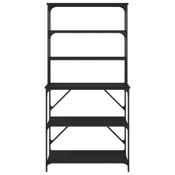 vidaXL Bakehylle 6 hyller svart 90x40x180 cm konstruert tre