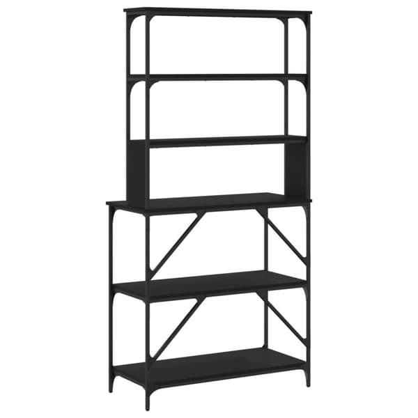 vidaXL Bakehylle 6 hyller svart 90x40x180 cm konstruert tre