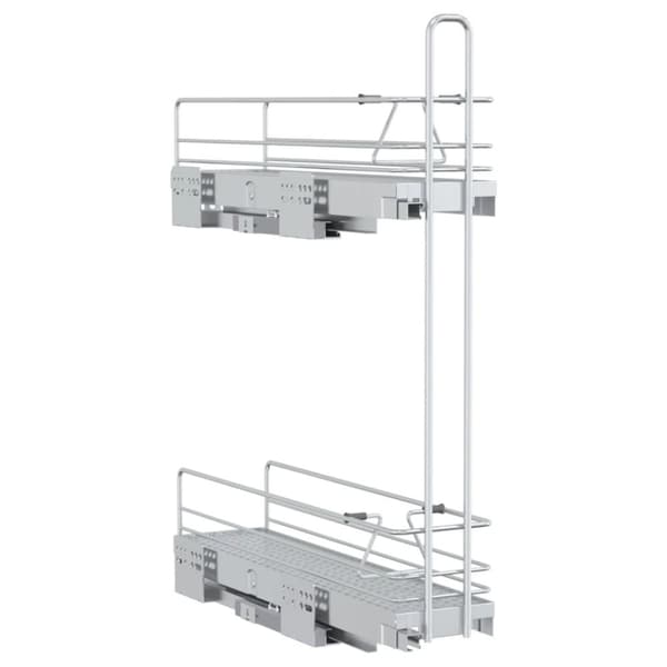 vidaXL Ulosvedettävä metallilankakori 2 tasoa hopea 47x12x56 cm