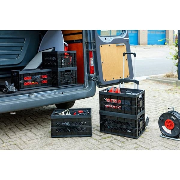 Solgods Heavy Duty Folding Crate 45L Svart