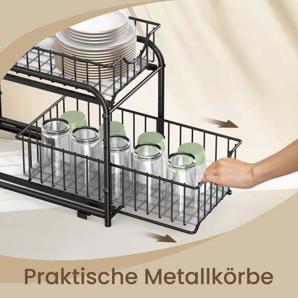 Køkkenorganisator, SONGMICS KCS017E01, 21x36.5x27.2 cm, Sort