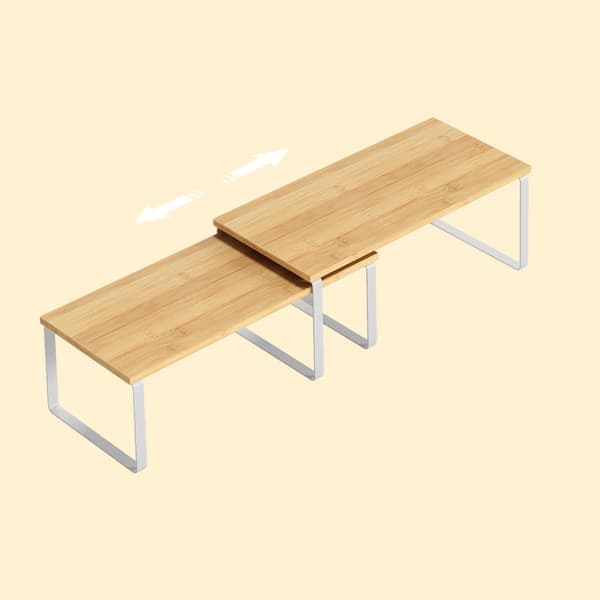 Krydderihylde, 2-delt sæt køkkenorganisator, 19.5x39.7x15.8 cm, Cloud White-Natural Beige