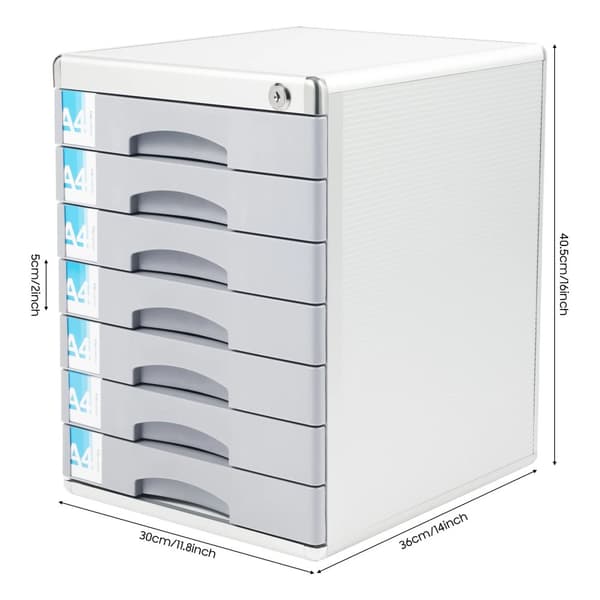 Dokumentopbevaringsboks, 7-lags skuffedesign, aluminiumlegeringskonstruktion, etiketteringsvinduer for nem identifikation,Som vist