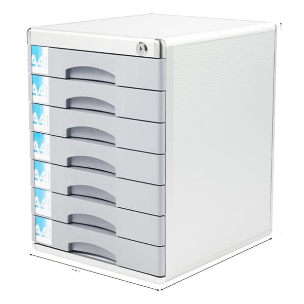 Dokumentopbevaringsboks, 7-lags skuffedesign, aluminiumlegeringskonstruktion, etiketteringsvinduer for nem identifikation,Som vist