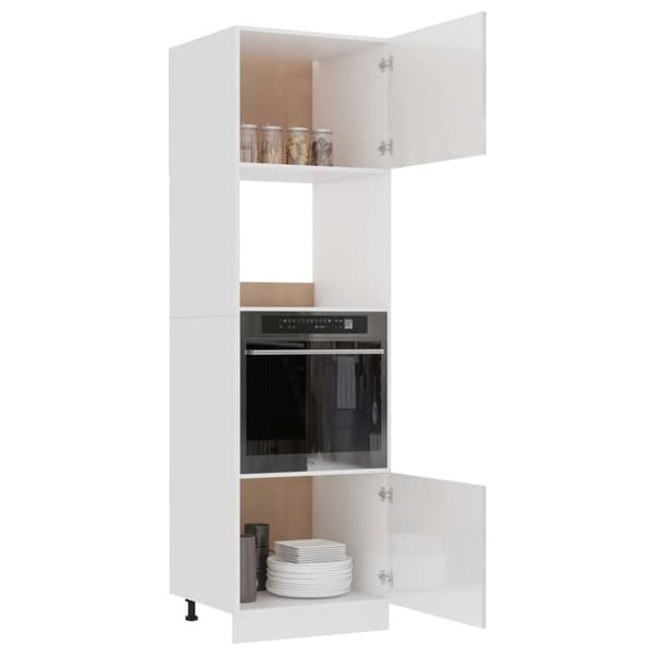 vidaXL Mikroaaltouunin kaappi korkeakiilto valk. 60x57x207cm lastulevy