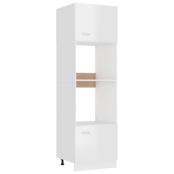 vidaXL Mikroaaltouunin kaappi korkeakiilto valk. 60x57x207cm lastulevy