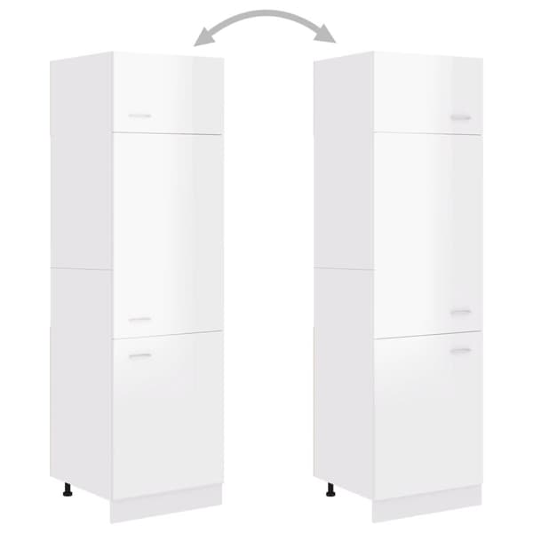 vidaXL Kaappi jääkaapille korkeakiilto valkoinen 60x57x207cm lastulevy