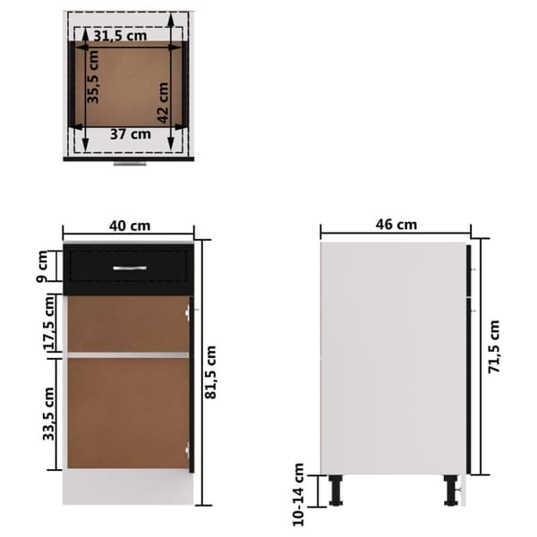 vidaXL skuffeunderskab 40x46x81,5 cm spånplade sort