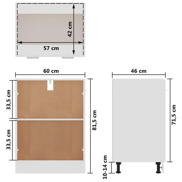 vidaXL Alakaappi valkoinen 60x46x81,5 cm lastulevy