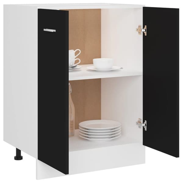 vidaXL Bunnskap svart 60x46x81,5 cm sponplate