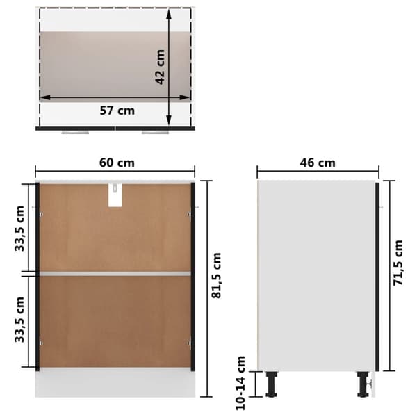 vidaXL Bunnskap svart 60x46x81,5 cm sponplate