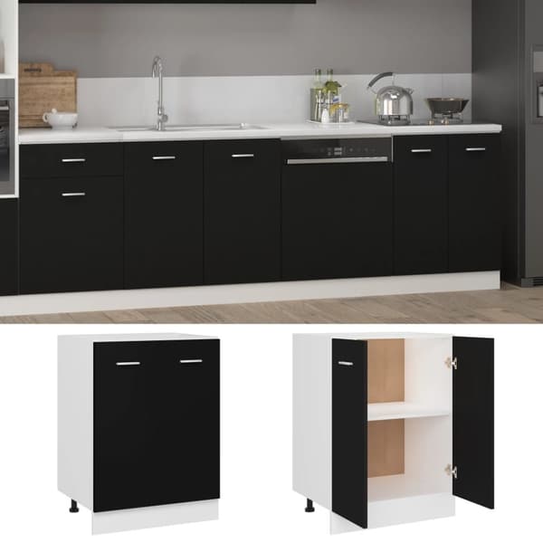 vidaXL Bunnskap svart 60x46x81,5 cm sponplate