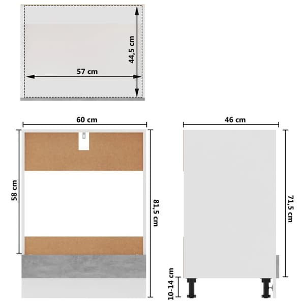 vidaXL ovnskab 60x46x81,5 cm spånplader betongrå
