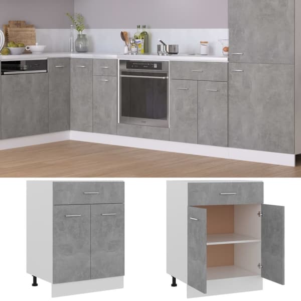 vidaXL Alalipastokaappi betoninharmaa 60x46x81,5 cm lastulevy