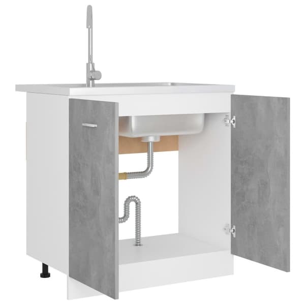 vidaXL Underskåp för diskho betonggrå 80x46x81,5 cm spånskiva