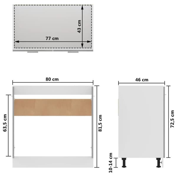 vidaXL Underskåp för diskho betonggrå 80x46x81,5 cm spånskiva