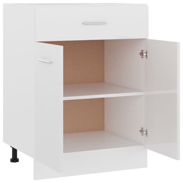 vidaXL Underskåp med låda vit högglans 60x46x81,5 cm spånskiva