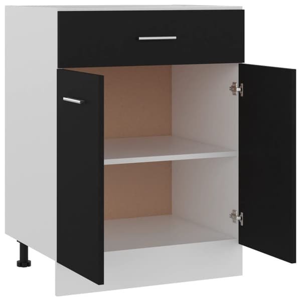vidaXL Bunnskap med skuff svart 60x46x81,5 cm sponplate