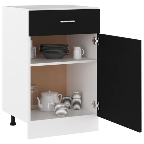 vidaXL Bunnskap med skuff svart 50x46x81,5 cm sponplate