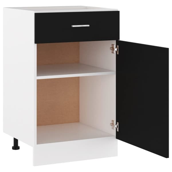 vidaXL Bunnskap med skuff svart 50x46x81,5 cm sponplate