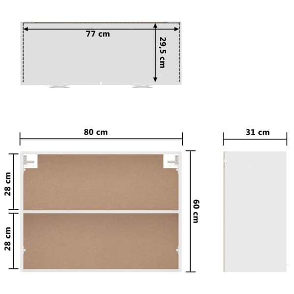 vidaXL Hengende skap "Lyon" hvit 80x31x60 cm konstruert tre