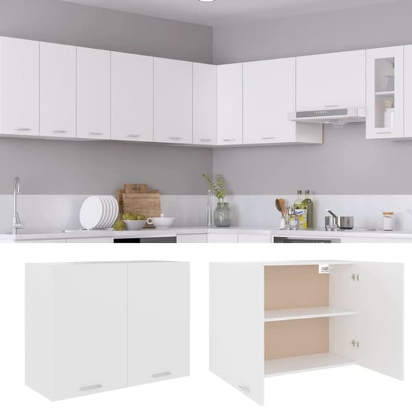 vidaXL Hengende skap "Lyon" hvit 80x31x60 cm konstruert tre