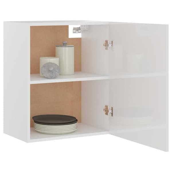 vidaXL Hengende skap "Lyon" høyglans hvit 50x31x60 cm konstruert tre