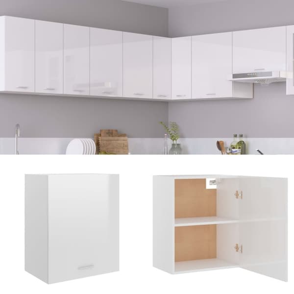 vidaXL Hengende skap "Lyon" høyglans hvit 50x31x60 cm konstruert tre