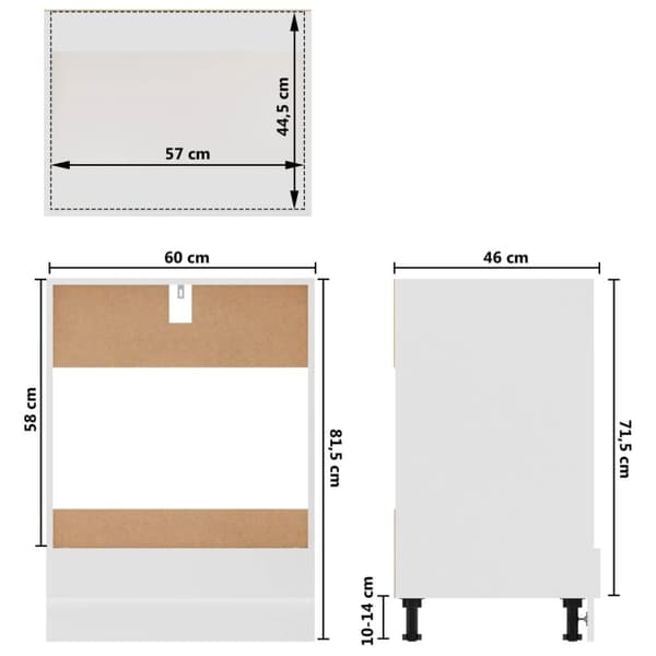 vidaXL Köksskåp för skåp vit 60x46x81,5 cm spånskiva