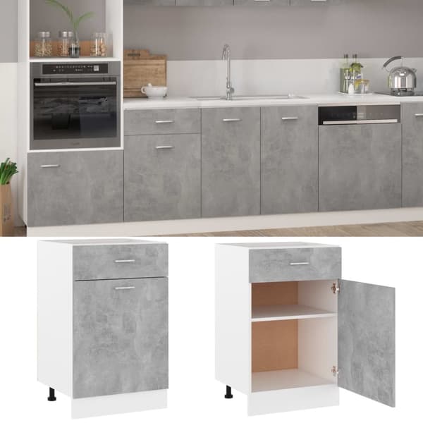 vidaXL skuffeunderskab 50x46x81,5 cm spånplade betongrå