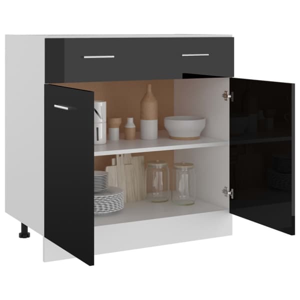 vidaXL skuffeunderskab 80x46x81,5 cm spånplade sort højglans