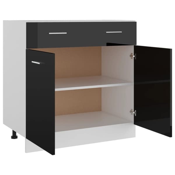 vidaXL skuffeunderskab 80x46x81,5 cm spånplade sort højglans