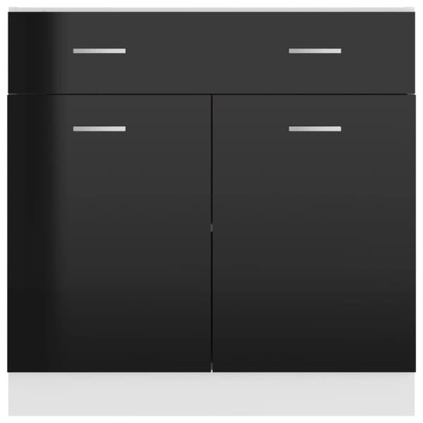 vidaXL skuffeunderskab 80x46x81,5 cm spånplade sort højglans