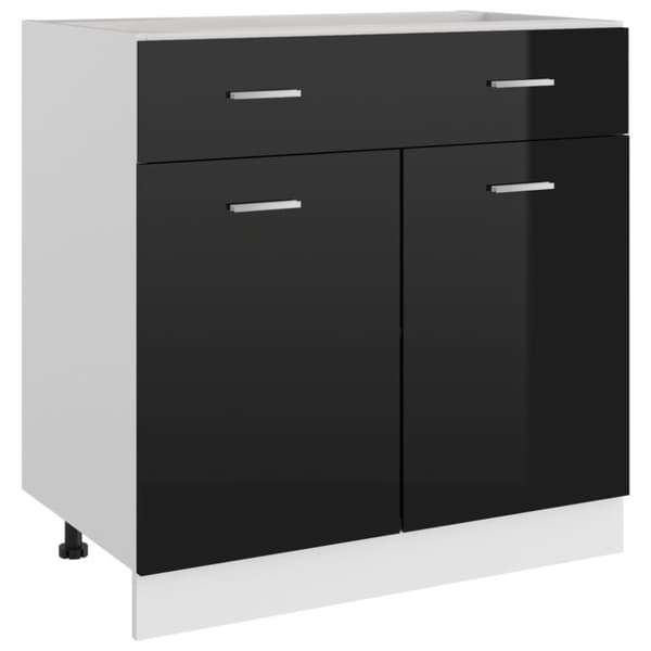 vidaXL skuffeunderskab 80x46x81,5 cm spånplade sort højglans