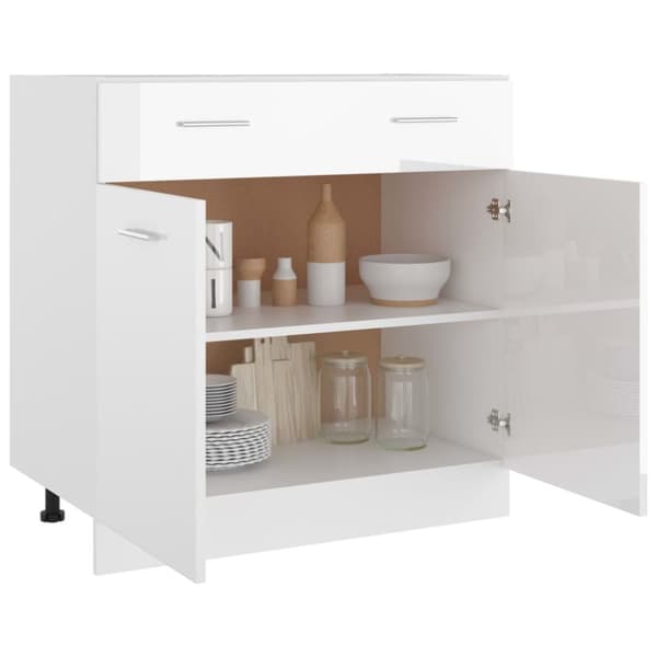 vidaXL Alalipastokaappi korkeakiilto valkoinen 80x46x81,5 cm lastulevy