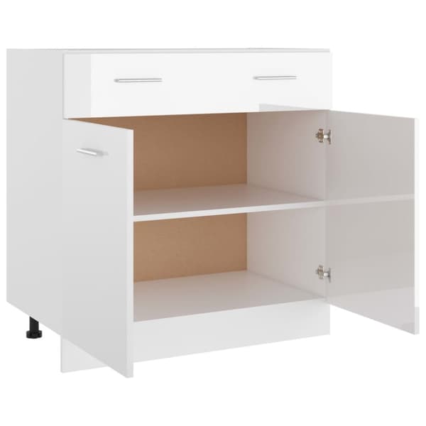 vidaXL Alalipastokaappi korkeakiilto valkoinen 80x46x81,5 cm lastulevy