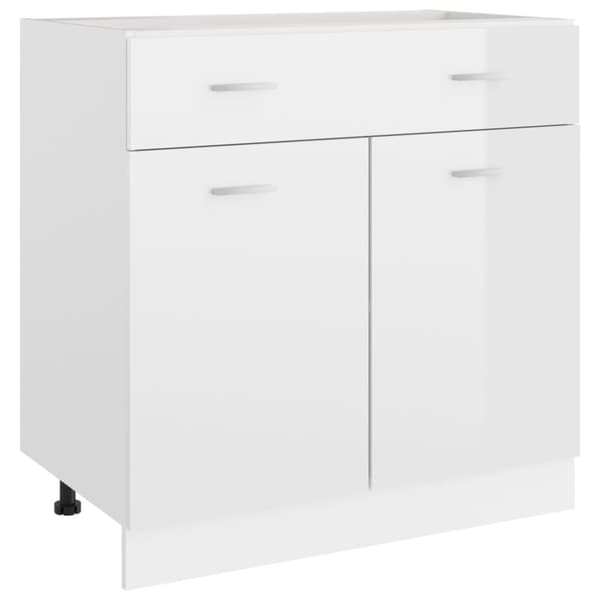 vidaXL Alalipastokaappi korkeakiilto valkoinen 80x46x81,5 cm lastulevy