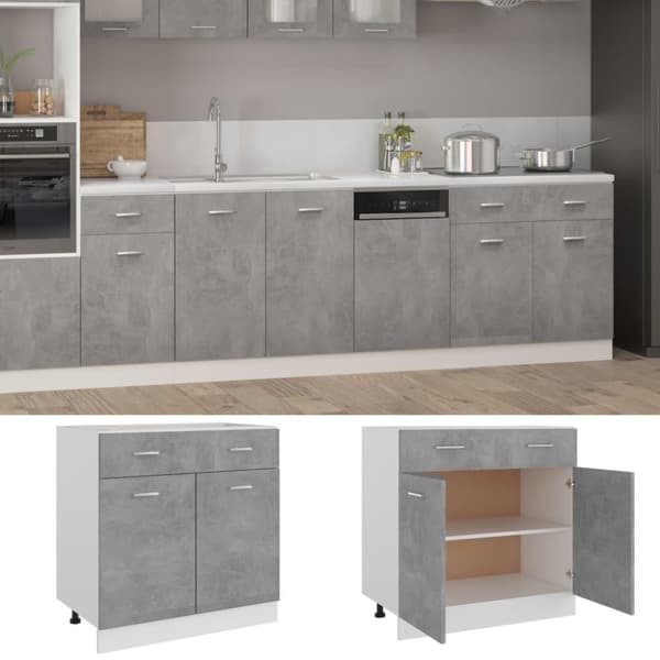 vidaXL Alalipastokaappi betoninharmaa 80x46x81,5 cm lastulevy