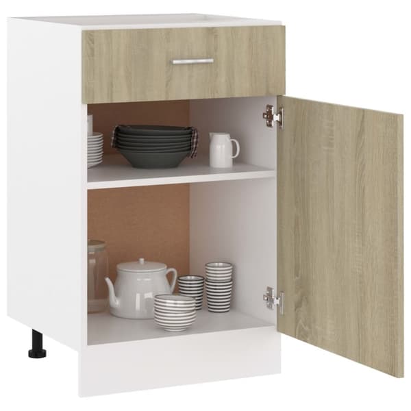 vidaXL skuffeunderskab 50x46x81,5 cm spånplader sonoma-eg