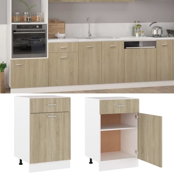 vidaXL skuffeunderskab 50x46x81,5 cm spånplader sonoma-eg