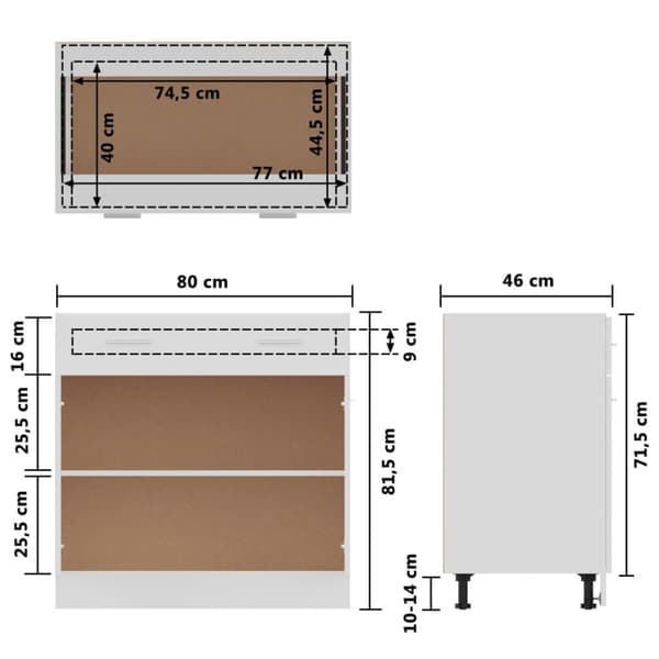 vidaXL skuffeunderskab 80x46x81,5 cm spånplade hvid