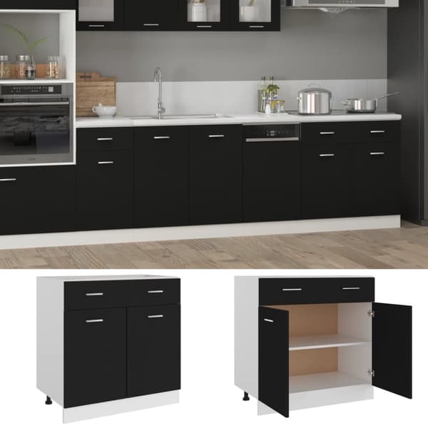 vidaXL skuffeunderskab 80x46x81,5 cm spånplade sort