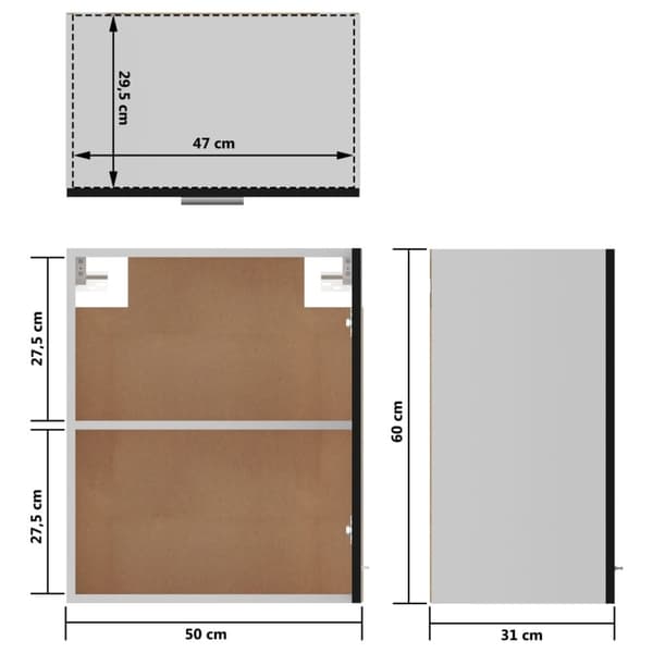 vidaXL vægskab 50x31x60 cm konstrueret træ sort