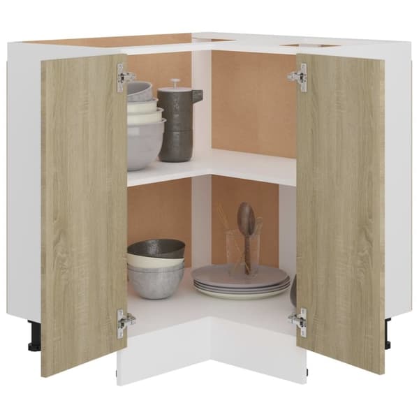 vidaXL hjørneunderskab 75,5x75,5x81,5 cm konstrueret træ sonoma-eg