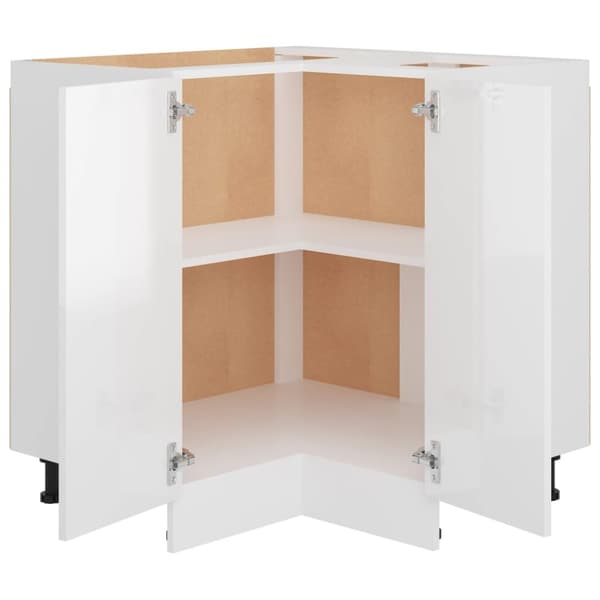 vidaXL hjørneunderskab 75,5x75,5x81,5 cm konstrueret træ hvid højglans