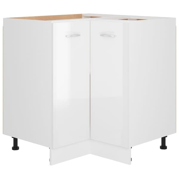 vidaXL hjørneunderskab 75,5x75,5x81,5 cm konstrueret træ hvid højglans